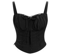 IBAKOM Femmes Corset Sexy Dentelle Buste Gilet Tops Moulage Body Vintage Spaghetti Avec Corset Out Party Tops Noir XL