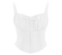 IBAKOM Femmes Corset Sexy Dentelle Buste Gilet Tops Moulage Body Vintage Spaghetti Avec Corset Out Party Tops Blanc XL