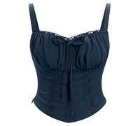 IBAKOM Femmes Corset Sexy Dentelle Buste Gilet Tops Moulage Body Vintage Spaghetti Avec Corset Out Party Tops Bleu XL