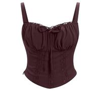 IBAKOM Femmes Corset Sexy Dentelle Buste Gilet Tops Moulage Body Vintage Spaghetti Avec Corset Out Party Tops Brun M