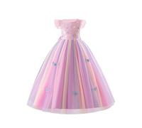 IBAKOM Fille Princesse Robe 3D Papillon Paillettes Volants Tulle Fleur Fille Robe Clbration Fte d'anniversaire Mariage Rose 120