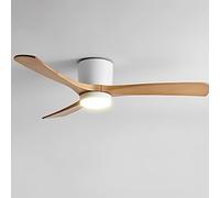 IBalody Éclairage nordique intérieur au plafond 12W LED DIMMable Ventilateurs 6 vitesse Mute Muet Van de plafond avec des lames de ventilateur en bois clair salon de salon