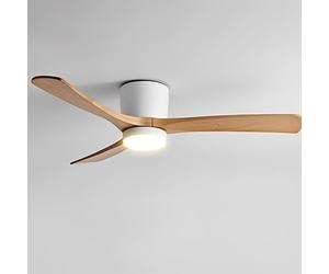 IBalody Éclairage nordique intérieur au plafond 12W LED DIMMable Ventilateurs 6 vitesse Mute Muet Van de plafond avec des lames de ventilateur en bois clair salon de salon