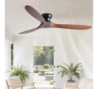 IBalody Ventilateur de plafond en bois sans lumière Ventilateur de plafond encastré avec télécommande 6 vitesses Ventilateur de plafond moderne sans lumière pour chambre à coucher, patio et intérieur