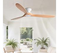 IBalody Ventilateur de plafond en bois sans lumière Ventilateur de plafond encastré avec télécommande 6 vitesses Ventilateur de plafond moderne sans lumière pour chambre à coucher, patio et intérieur