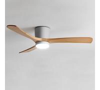 IBalody Ventilateur Plafond Lumière LED 12W Gris, Pales en Bois Massif, Moteur DC 6 Vitesses, 3 Tons de Lumière, Télécommande, Été/Hiver, Pour Chambre, Salle à Manger, Salon