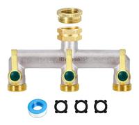 iBamso Répartiteur de tuyau d'arrosage, répartiteur de robinet à 3 voies, adaptateur de robinet en laiton robuste de 1,9 cm, connecteur de robinet à poignée en métal étendue avec valves marche/arrêt,
