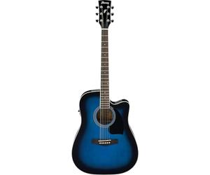 Ibanez Performance Series PF15ECE-TBS Guitare électro-acoustique pleine grandeur Trans Blue Burst