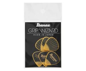 Ibanez PPA16HSG-YE Lot de 6 médiators GRIP WIZARD à grip sable, 1.0mm, Jaune