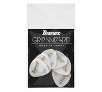 Ibanez PPA16MRG-WH Lot de 6 médiators GRIP WIZARD à grip caoutchouc, 0.8mm, Blanc