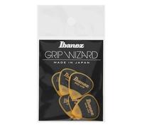 Ibanez PPA16MSG-YE Lot de 6 médiators GRIP WIZARD à grip sable, 0.8mm, Jaune