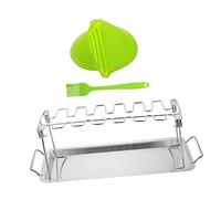 ibasenice 1 Ensemble Support de Grill Acier Inoxydable pour Barbecue Accessoire Pratique pour Cuisses de Poulet avec Plateau Collecteur pour Camping et Activités Plein Air