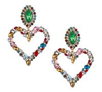 ibasenice 1 Paire de Boucles D’Oreilles Pendantes de Cœur avec Cristaux Colorés Bijoux D’Oreilles Vintage pour Femmes Hypoallergéniques et Légères pour Soirées et Voyages
