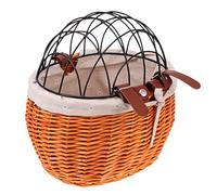 ibasenice 1 Pièce Panier de Vélo Osier Amovible pour Animaux de Compagnie Panier de Rangement Robuste pour Chiens et pour Courses Couleur Miel Intérieur Aléatoire Couleur