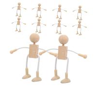ibasenice 10 pièces Lot de Figurines Bois Robot à Peindre Articulées et Ajustables Jouets Bois pour Projets DIY Décoration et Développement Sensoriel Garçon Fille