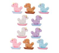 ibasenice 10 Pièces Miniature Rocking Horse Figurines Macaron Colors Resin Mini Unicorn for Dollhouse Party Decoration Cake Toppers Desktop Ornaments