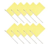 ibasenice 10pcs Drapeaux Patriotiques à Main en Polyester Bâton en Bois, Mini Drapeaux Rectangulaires Jaunes pour Décoration Fête Nationale et Événements