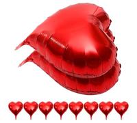ibasenice 10pièces Lot de Ballons Aluminium Forme de Cœur Rouges Décorations de Fête Anniversaire et Mariage pour Saint-valentin Accessoires Suspendus et Adhésifs pour Mur et Fenêtre