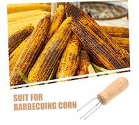 ibasenice 10pièces Supports à Épis De Maïs Acier Inoxydable avec Manches Bois Brochettes pour Barbecue Et Pique- Fourchettes à Maïs pour Fruits Et Viande Rôtie