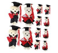 ibasenice 12 Pièces Matériaux de Bouquet de Docteur Peluche Accessoires de Remise des diplômes Mini Ornement d'ours de Remise des diplômes poupée d'ours de Graduation Mini-pelures en Tissu