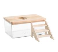 ibasenice 1ensemble Boîte à Sable Transparente pour Hamster avec Échelle Et Couvercle Bac De Bain pour Petits Animaux Gerbilles Et Chinchillas Accessoire Observation pour Rongeurs