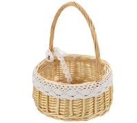 ibasenice 1pièce Panier à Fleurs Tissé Main avec Dentelle Panier de Rangement Portable avec Poignée Organisateur Pratique pour Maison Salle de Bain et Bureau pour Fleurs et Usage Quotidien