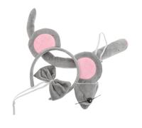 ibasenice 2 Ensembles Bandeaux Oreilles Animaux Garçon Fille Costume Souris avec Nœud et Nez Accessoires Cosplay Halloween Confortables et Réutilisables pour Fêtes et Jeux Sociaux