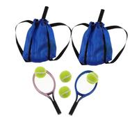 ibasenice 2 Ensembles Mini Tennis Racket Model Lightweight Miniature Sports Props with Ball for Dollhouse Decoration and Role-Playing Games
