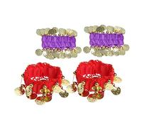 ibasenice 2 paires Bracelets de Danse Du Ventre Franges et Médaillons Accessoires de Costume pour Danseuses Rouge