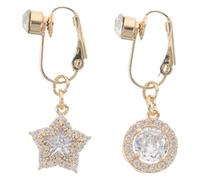 ibasenice 2 Pièces Belly Button Rings With Zircon Star Charm Non Piercing Fake Navel Jewelry For Women Comfortable Ear Clip Party Accessory