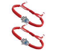 ibasenice 2 Pièces Bracelet Tressé Œil Maléfique Ajustable en Alliage et Corde Rouge, Confortable à Porter, Amulette de Protection le Malheur Maladies