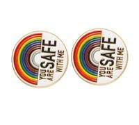 ibasenice 2 pièces Broche Émail You Are Safe With Me Arc-ciel Épingles Décoratives pour Sacs à Dos Insignes Fierté Simples et Faciles à Clipser