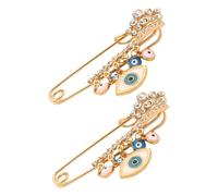 ibasenice 2 pièces Broche Épingle Œil Turc Bleu Élégante avec Chaîne Pendante Broche Sac à Dos Femme Accessoire Mode Anti-mauvais Œil Lot de Pins pour Vêtements Cadeau Bijoux Femmes