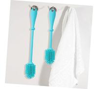 ibasenice 2 pièces Brosse Silicone pour Biberon Goupillon Long et Souple pour Nettoyage Profond de Bouteilles et Brosse Alimentaire Réutilisable et Antibactérienne Bleu