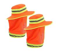 ibasenice 2 Pièces Chapeau de Unisexe avec Large Bord et Protection UV Ventilation Maille Sangle Réglable pour Camping Randonnée et Activités Extérieures Lot de Orange