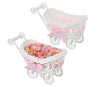 ibasenice 2 Pièces Chariot En Rotin Simulé Centre De Table Fille Bonbon Caddie Mini Corbeilles De Fruits Panier à Plantes En Rotin Cube Bac à Jouets Panier Bébé De Couvercle Pp Rose