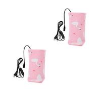 ibasenice 2 Pièces Chauffe-Lait Boire flacons à Vide Bouteille Cache Chauffage Housse chauffante Manchon Chaud pour biberon Manchon Chauffant de synchronisation Pur Coton Rose