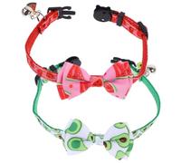 ibasenice 2 Pièces Collier pour Chien et Chat Coton avec Nœud et Clochette Ajustables et Confortables Accessoire pour Noël