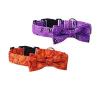 ibasenice 2 Pièces Collier pour Chien Halloween avec Bandanas Détachables Accessoire Ajustable pour Animaux de Compagnie pour Fête de Fantômes et Décorations Festives