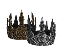 ibasenice 2 pièces Couronne Médiévale PU Dorée et Argentée Légère pour Costume Roi Fête Cosplay Décoration Royal
