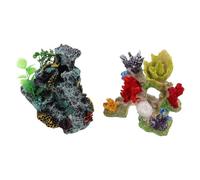 ibasenice 2 Pièces Décor Récif Corail Résine pour Aquarium Ornement Rocaille Artificielle Simulation Habitat Poisson Compatible Décor Paysage Aquarium et Pierres Décoratives