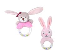 ibasenice 2 pièces Dentition Peluche Hochet Animal Adorable avec Anneau de Grelot pour Garçon Fille Éveil Sensoriel et Coordination Main Oeil Matériau Doux et Sûr pour Filles et Garçons