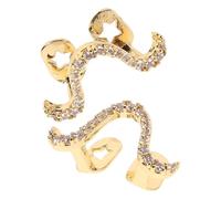 ibasenice 2 Pièces Grills Dentaires Dorés Zircon Forme de Vague Accessoires Brillants pour Fête Costumée Bal de Promo et Cosplay