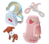 ibasenice 2 Pièces Harnais pour Petits Chiens avec à Dos Détachable et Confortable pour Chiots Chihuahua et Activités de Traction Canicross Lot de Bleu Fraise