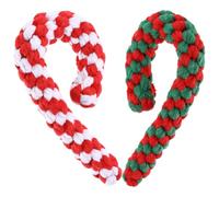 ibasenice 2 Pièces Jouets pour Chiens Molaires Coton Tressé Forme Canne de Noël Résistant à Mâcher pour Nettoyage Dentaire et Interaction Les Animaux Cadeau Festif pour Petits et Grands