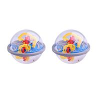ibasenice 2 Pièces Labyrinthe 3D Casse-tête de Balle Nacrée, Jouet Éducatif de Concentration pour Enfants et Fidget Maze Anti-Stress pour Adultes, Puzzle de Logique Difficile - Bleu & Rose