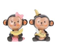 ibasenice 2 Pièces Modèles de Singes Décoratifs en Résine Synthétique Couleur Café, Décoration Solide et Adorable pour Gâteau ou Pièce à Vivre, Présent Saint Valentin Original