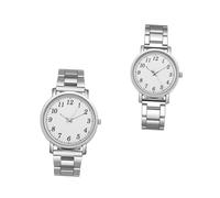 ibasenice 2 pièces Montres Couple Argentées Alliage Hypoallergénique Montre Casual Homme Femme avec Bracelet Inoxydable Design Moderne et Léger Lot