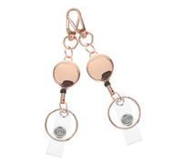 ibasenice 2 Pièces Porte-badge Rétractable Alliage Zinc Porte-clés Multifonction avec Porte-carte Id Extensible Pendentif Tour de Cou Pratique pour Clés et Badges Rose Doré