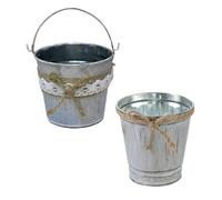 ibasenice 2 Pièces Pot de Fleurs Rétro en Fer, Seau à Fleurs Poignée, Décoration Intérieure Maison, Texture Solide, Style Vintage Élégant, Jardinière Décorative pour Fleuriste